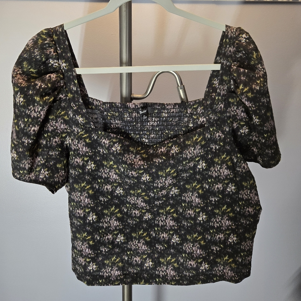 Madewell Black Floral Crop Top